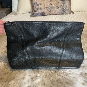 VINCE | Zip top leather fold over clutch